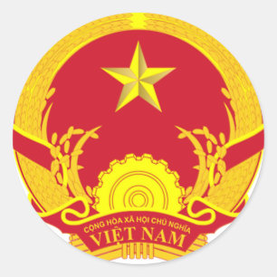 STICKER ROND MANTEAU DU VIETNAM DES BRAS. SYMBOLE DE VIET