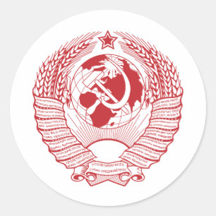 Sticker Rond Manteau d'Union Soviétique de Russe vintage de