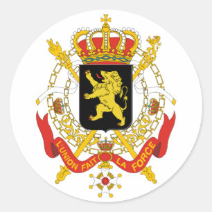 Sticker Rond Manteau officiel de la Belgique de symbole