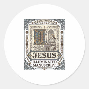 Sticker Rond Manuscrit de Jésus Foi chrétienne vintage Jésus