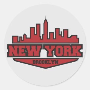 Sticker Rond Manuscrit de style de bloc de Brooklyn New York  