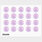 Sticker Rond Manuscrit with love heart name URL pink purple (Feuille)