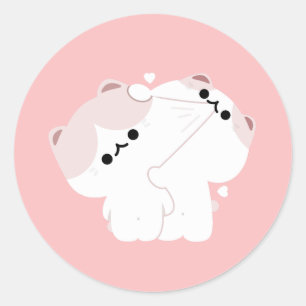 Sticker Rond Manx Cat Couple