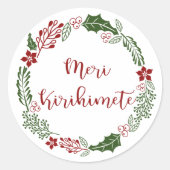 Sticker Rond Māori Joyeuse couronne de Noël, Meri Kirihimete (Devant)