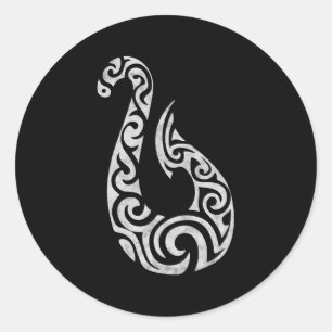 Sticker Rond Maori Nouvelle-Zélande Polynesian Poisson Charme