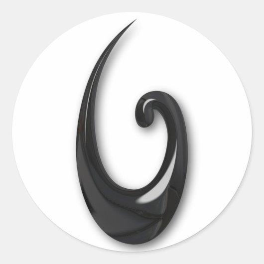 Sticker Rond Maori-Poisson Hook-obsidian (Devant)