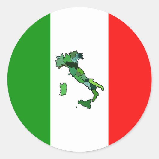 Sticker Rond Map of Italy and Italian Flag (Devant)