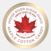 Sticker Rond Maple Cotton Candy Gold Border Red Maple Leaf (Devant)