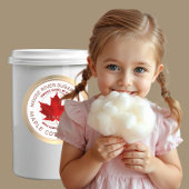 Sticker Rond Maple Cotton Candy Gold Border Red Maple Leaf