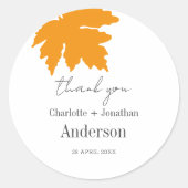 Sticker Rond Maple Leaf de l'automne jaune favorise le Merci (Devant)