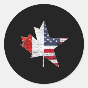 Sticker Rond Maple Leaf États-Unis drapeau américain Canada