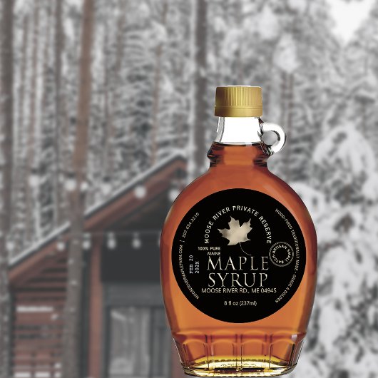 Sticker Rond MAPLE SYRUP Réserve privée Gold Leaf Date de récol