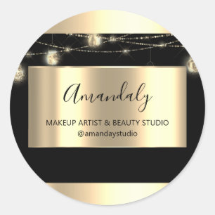 Sticker Rond Maquillage Artiste Boutique encadrée Gold Faveur M
