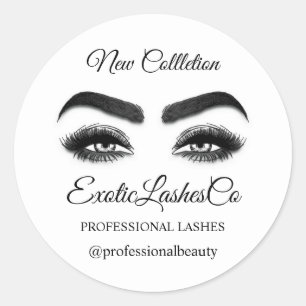 Sticker Rond Maquillage Artiste Eyelash Logo Carte du monde Bla