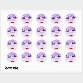Sticker Rond Maquillage Artiste Lash Extension Diamant Violet (Feuille)
