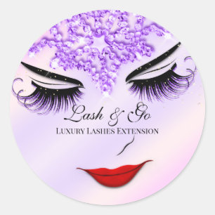 Sticker Rond Maquillage Artiste Lash Extension Diamant Violet