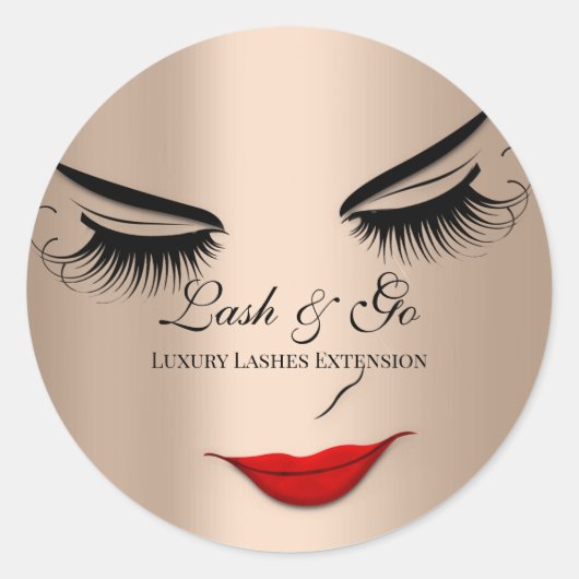 Sticker Rond Maquillage Artiste Lash Extension Lèvres rouges Fi (Devant)