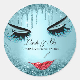 Sticker Rond Maquillage Artiste Lash Extension Lèvres rouges Lè