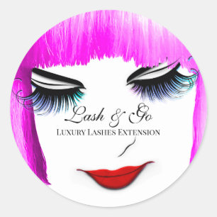 Sticker Rond Maquillage Artiste Lash Extension Lièvres Bangs Ch