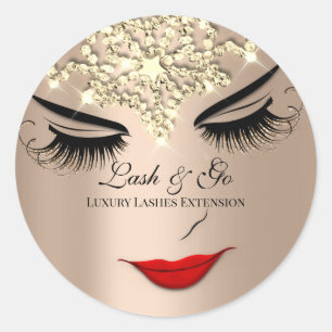 Sticker Rond Maquillage Artiste Lash Extension Lips Beauté Rose