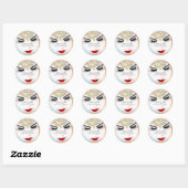 Sticker Rond Maquillage Artiste Lash Extension Lips Beauté Star (Feuille)