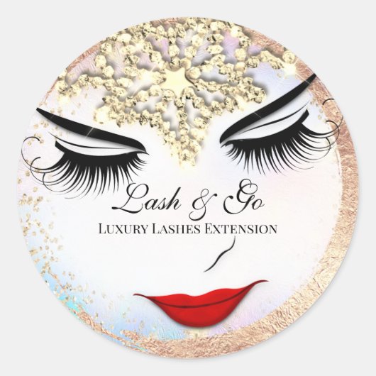 Sticker Rond Maquillage Artiste Lash Extension Lips Beauté Star (Devant)