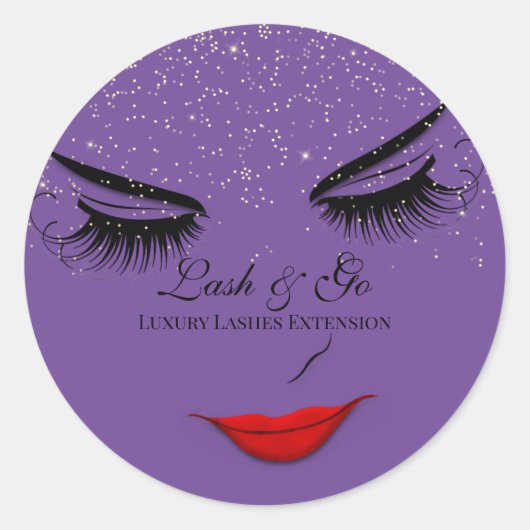 Sticker Rond Maquillage Artiste Lash Extension Lips Purple Part (Devant)