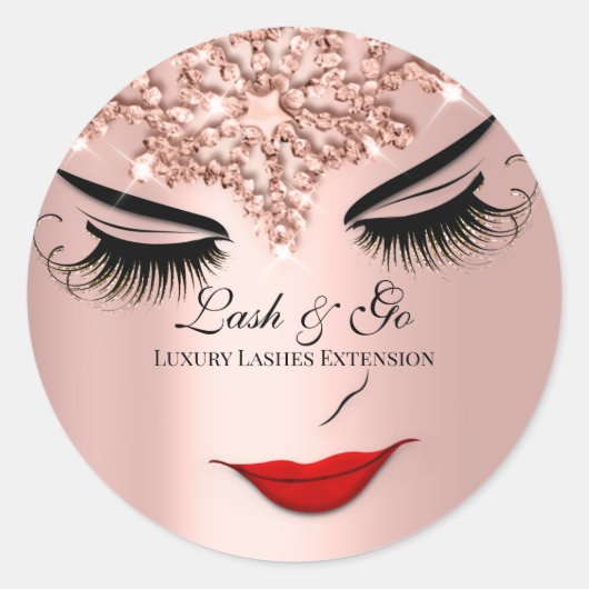 Sticker Rond Maquillage Artiste Lash Extension Lips Rose Royal (Devant)