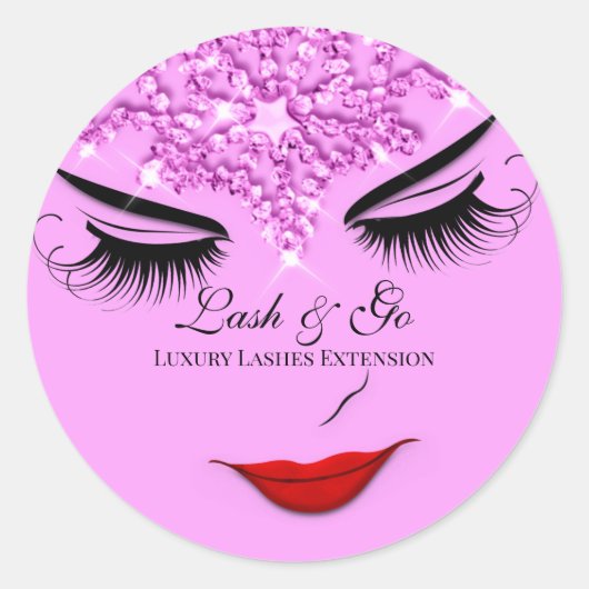 Sticker Rond Maquillage Artiste Lash Extension Lips Rose Stars (Devant)
