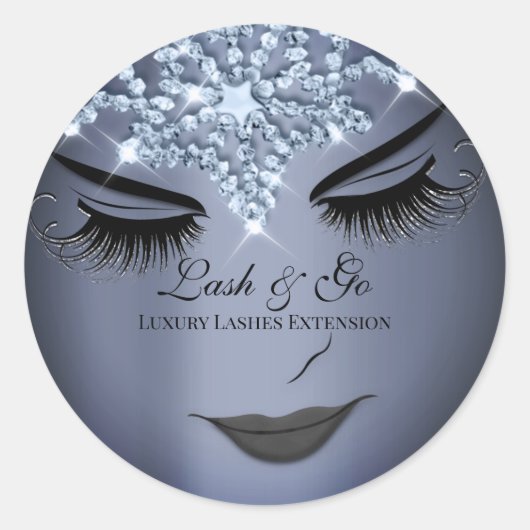 Sticker Rond Maquillage Artiste Lash Extension Lips Royal Blue  (Devant)