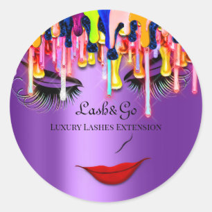 Sticker Rond Maquillage Artiste Lash produit Lèvres rouges Lèvr