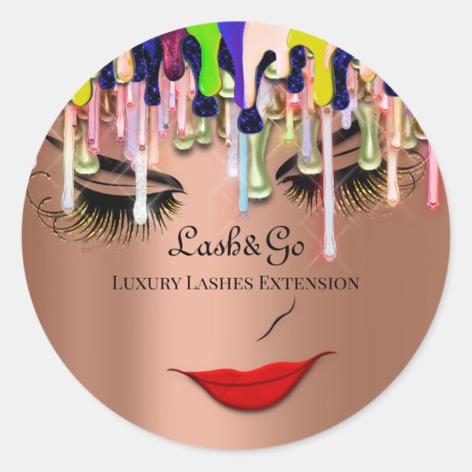 Sticker Rond Maquillage Artiste Lash Rose Blu (Devant)