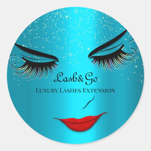 Sticker Rond Maquillage Artiste Lashes produit Déchets Bleu (Devant)