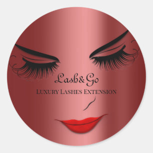 Sticker Rond Maquillage Artiste Lashes Produit Lèvres Rouges Bo