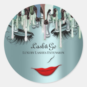 Sticker Rond Maquillage Artiste Lashes produit Mint Vert Bleu