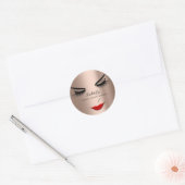 Sticker Rond Maquillage Artiste Lashes Produit Red Lips Rose (Enveloppe)