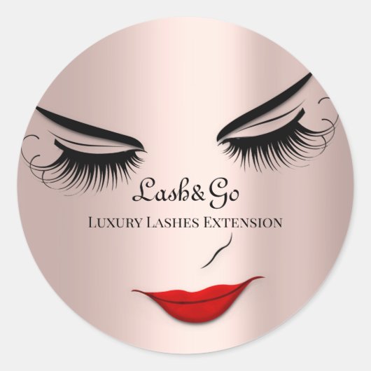 Sticker Rond Maquillage Artiste Lashes Produit Rose rouge (Devant)