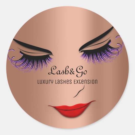 Sticker Rond Maquillage Artiste Lashes Produit Rose rouge (Devant)