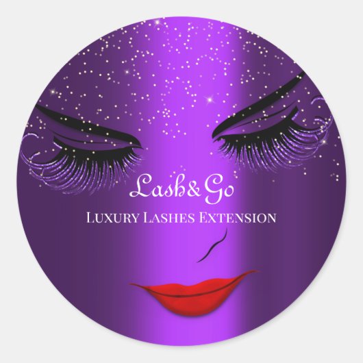 Sticker Rond Maquillage Artiste Lashes Produit Rouge Violet (Devant)