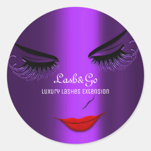 Sticker Rond Maquillage Artiste Lashes Produit Violet rouge