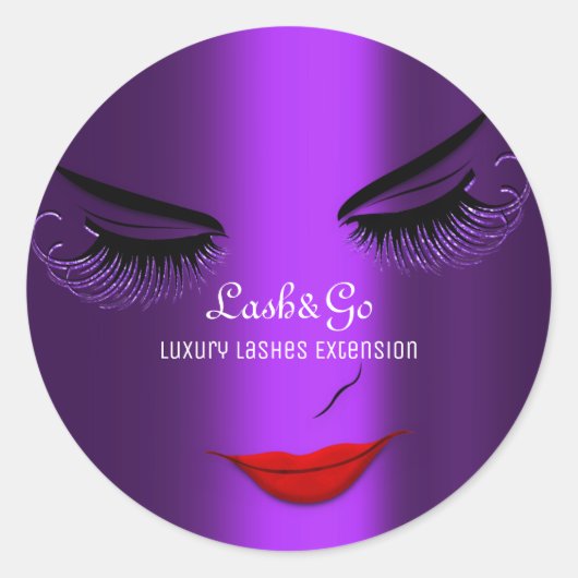 Sticker Rond Maquillage Artiste Lashes Produit Violet rouge (Devant)