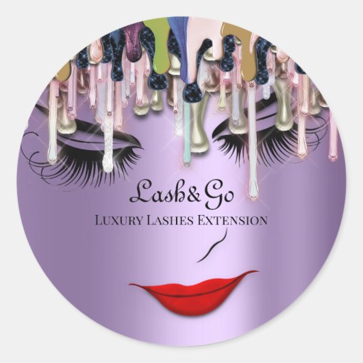 Sticker Rond Maquillage Artiste Lashes Rose violet (Devant)