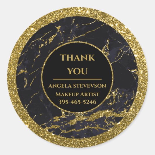 Sticker Rond Maquillage Artiste Noir Marbre Marbre (Devant)