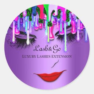 Sticker Rond Maquillage Artiste Purple Lashes Produit Red Drive
