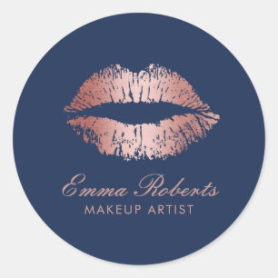 Sticker Rond Maquillage Artiste Rose Gold Lièvres Marine Blue S