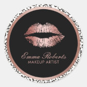Sticker Rond Maquillage Artiste Rose Gold Lips Empreinte de léo (Devant)