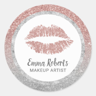 Sticker Rond Maquillage Artiste Rose Gold Parties scintillant l