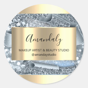 Sticker Rond Maquillage Beauté Shop Frame Gold Favoriser Partie