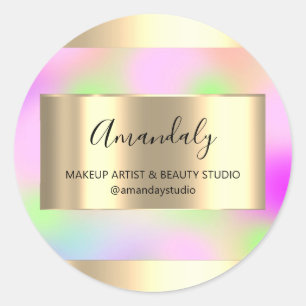 Sticker Rond Maquillage Beauté Shop Frame Gold Favoriser Rose