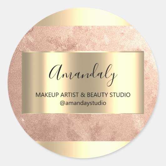 Sticker Rond Maquillage Beauté Shop Frame Gold Favoriser Rose (Devant)
